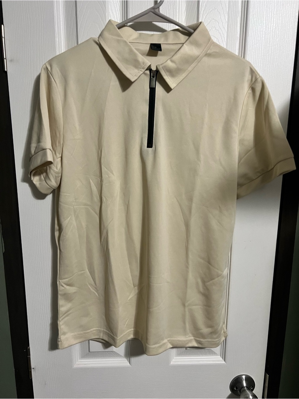 Men's Cream Half-Zip Polo Shirt